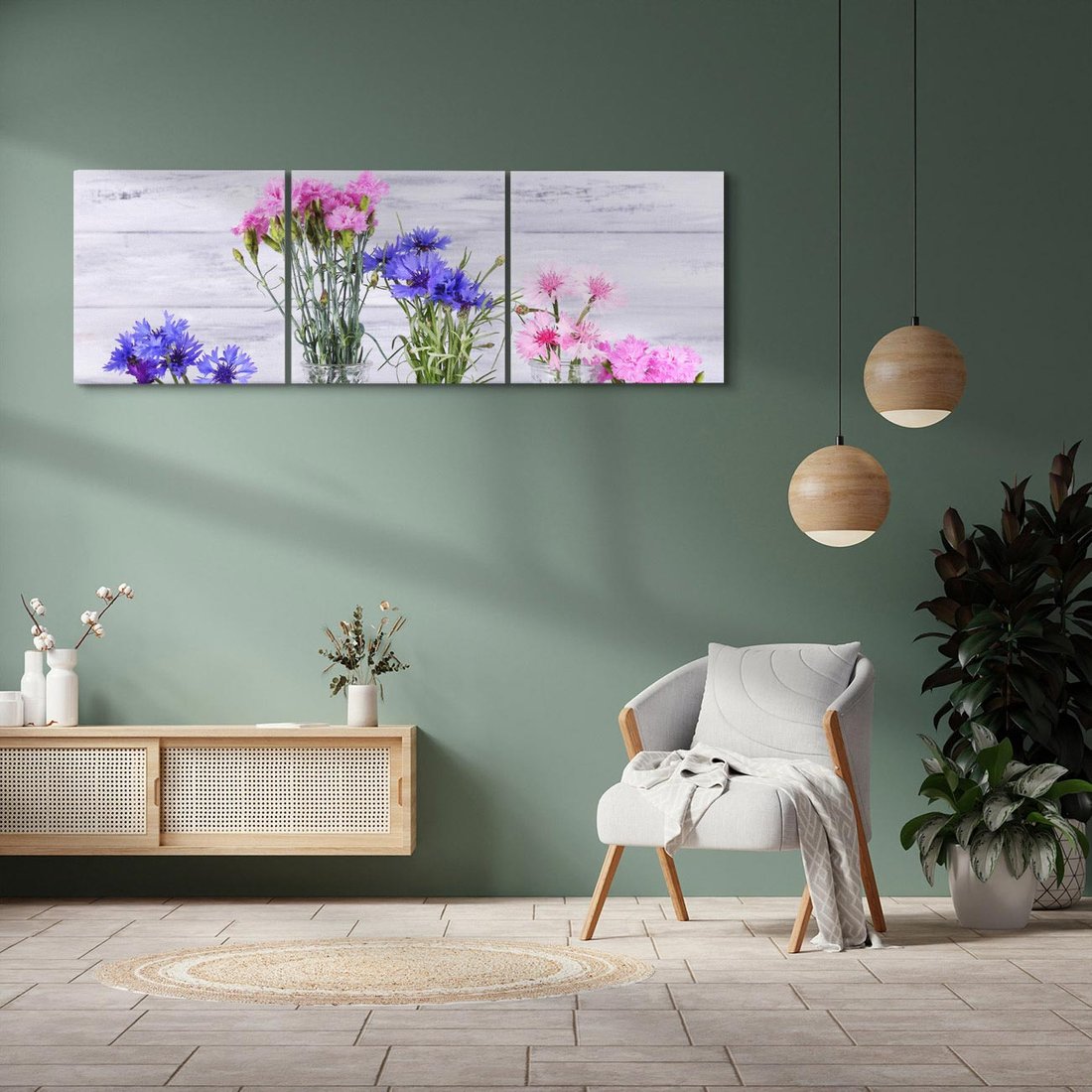 Obraz na płótnie 120x40 - Kwiatowe impresje - kwiaty,