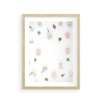 Plakat w ramie 40x50 - Romantyczna Kompozycja z Różami - kompozycja kwiatowa, róże - rama drewno