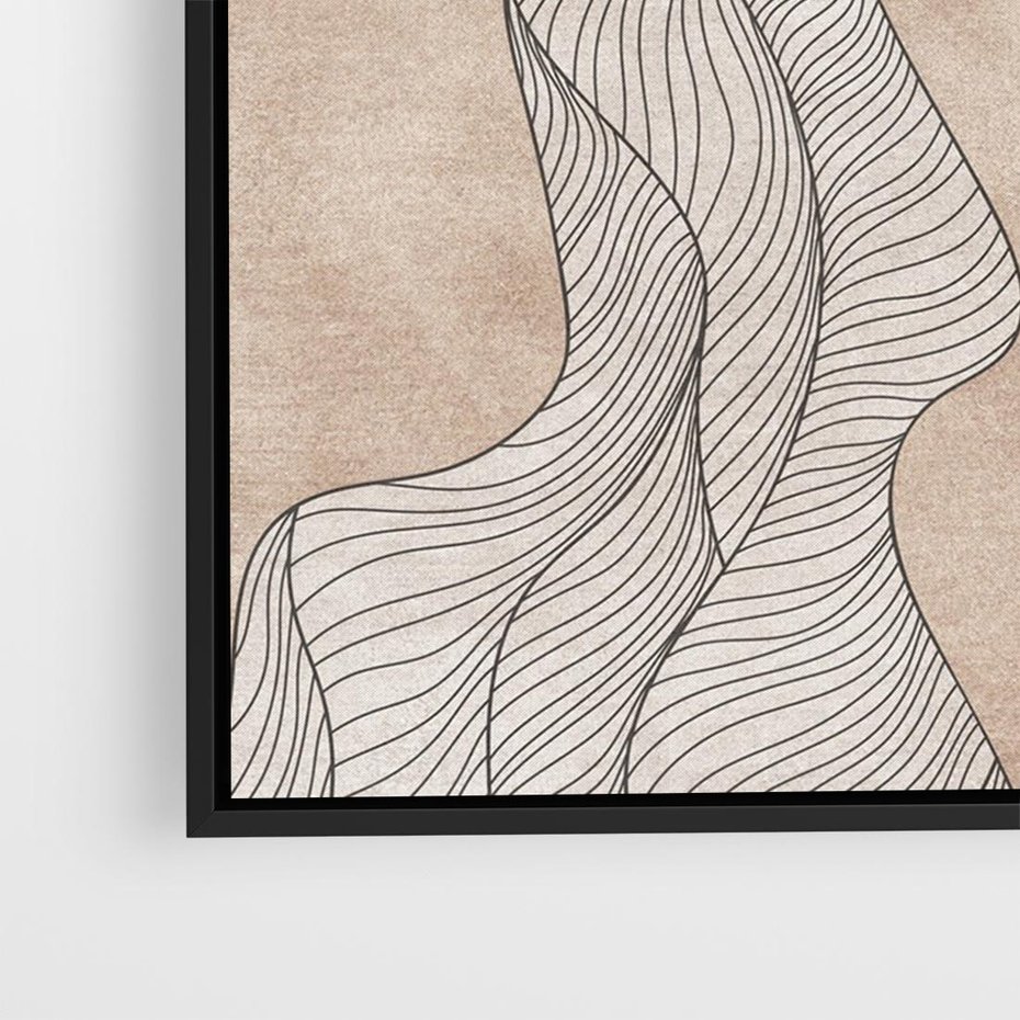 Obraz w ramie 70x50 - Symfonia uczuć i kształtów - delikatna kompozycja, falujące linie - rama czarna