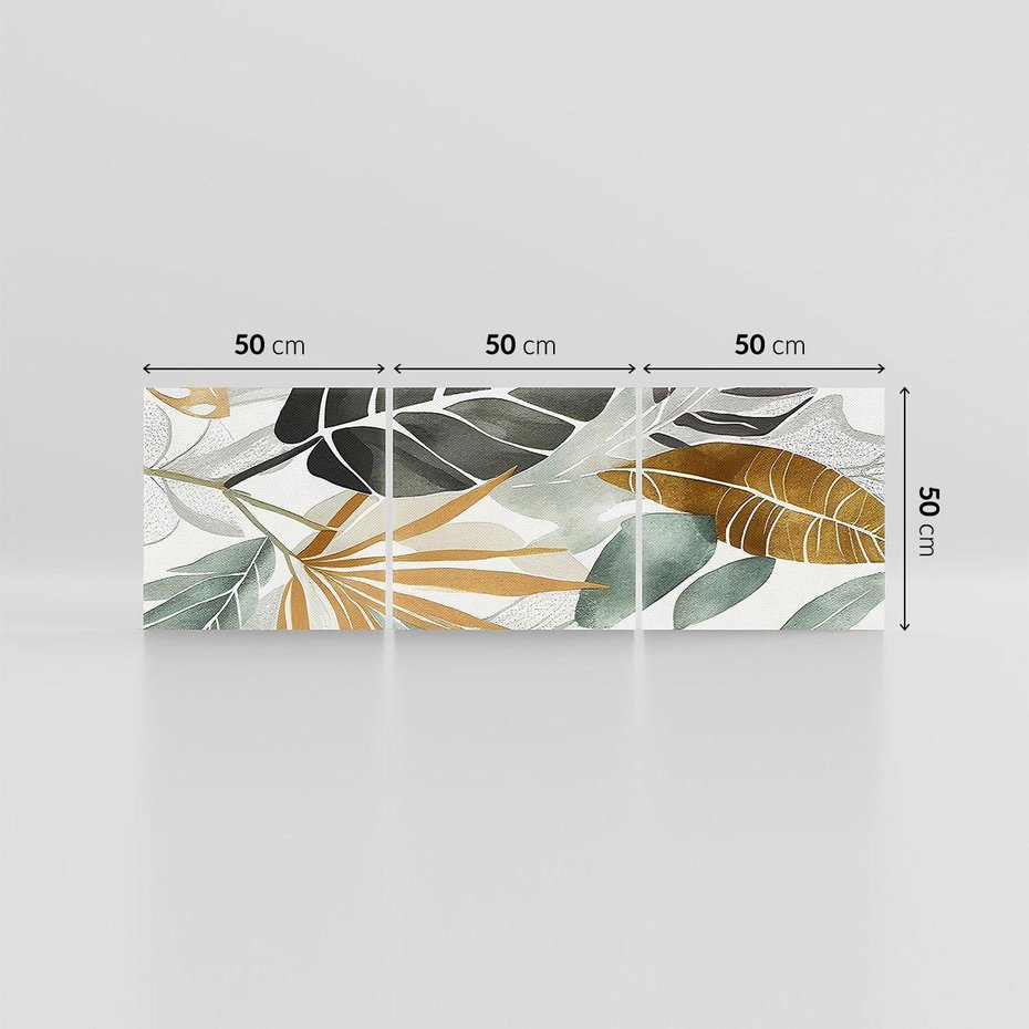 Obraz na płótnie 150x50 - Współbrzmienie wewnętrznego ja - kompozycja z tropikalnych liści, stonowane kolory