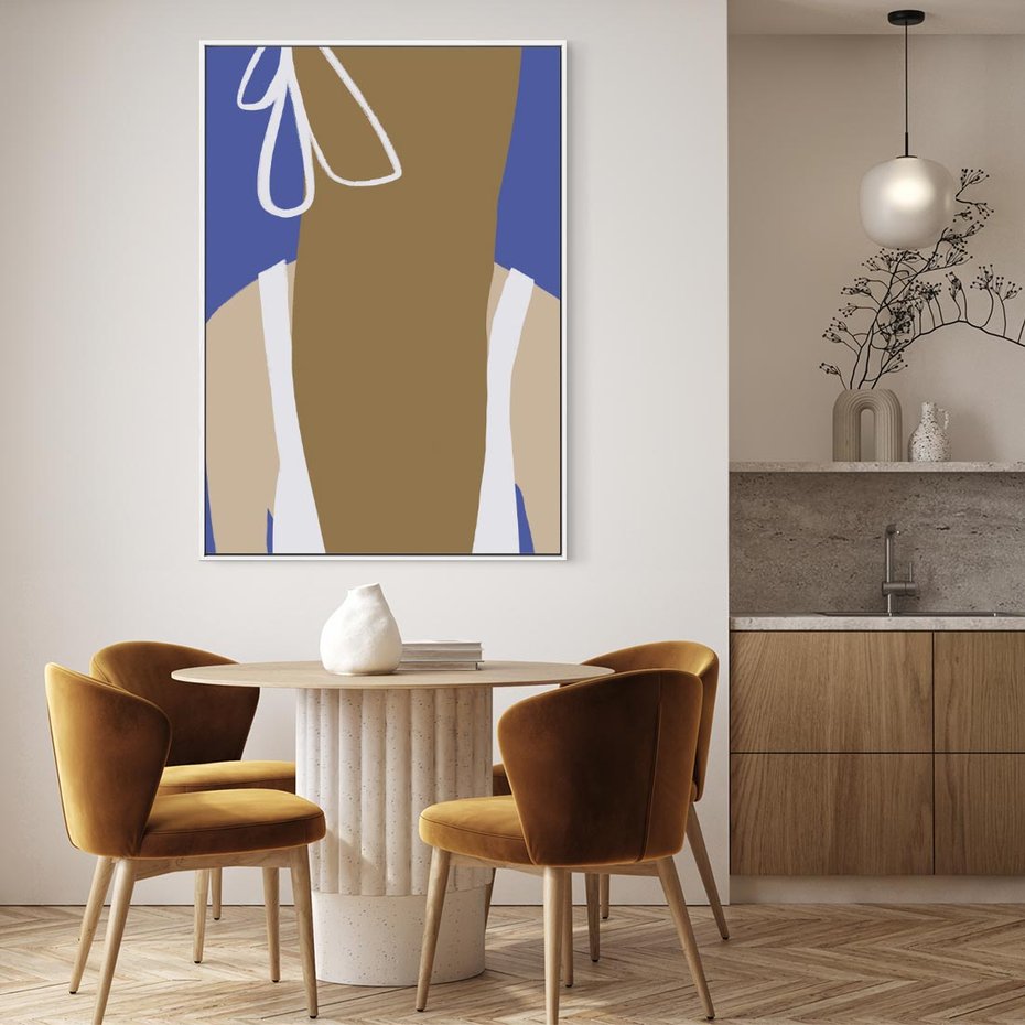 Obraz w ramie 80x120 - Kobieca Inspiracja - plakat retro, kobieta z kokardą - rama biała