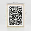 Plakat w ramie 30x40 - Czarne Liście - akwarelowy obraz, czarno biały - rama drewno