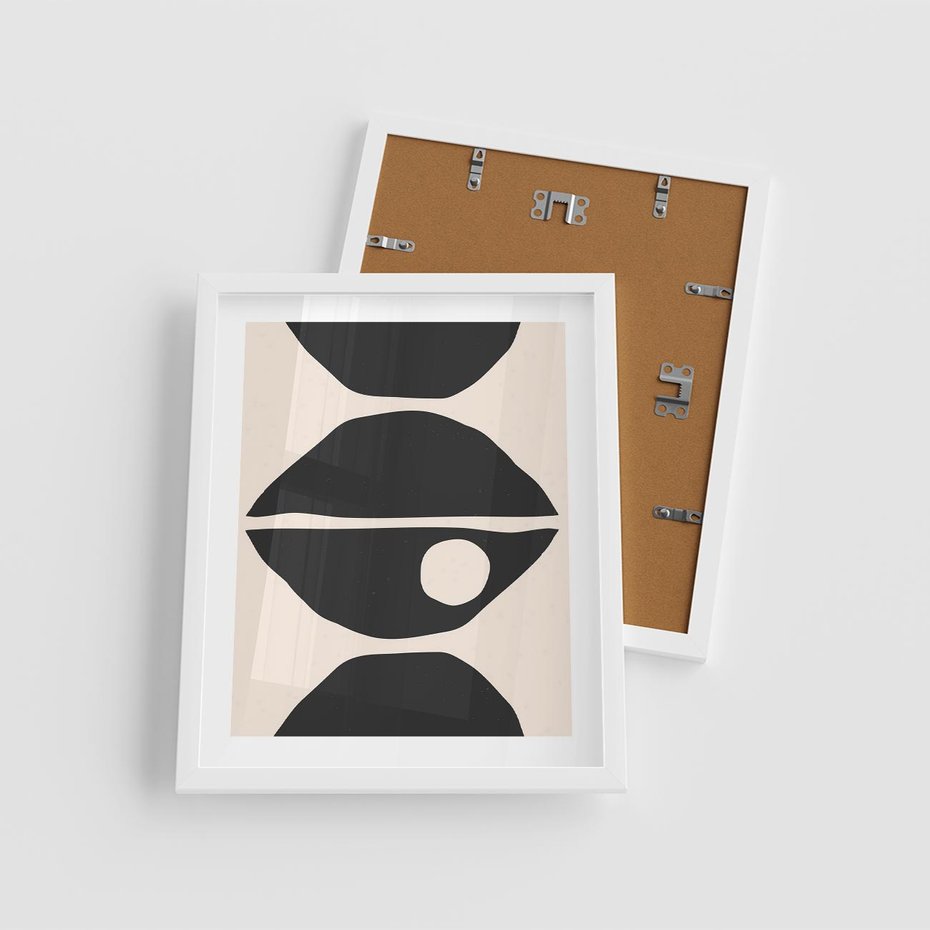 Plakat w ramie 40x50 - Nowoczesna Sztuka na Beżowym Tle - nowoczesna sztuka, abstrakcja - rama biała