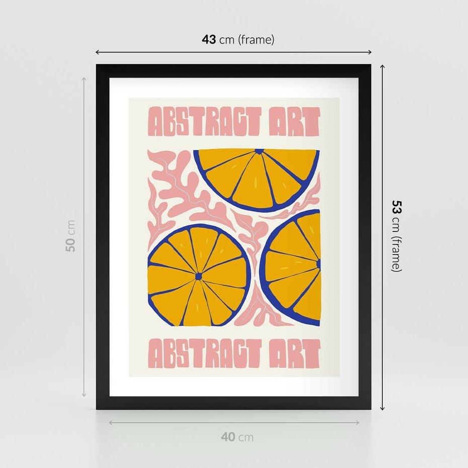 Plakat w ramie 40x50 - Podróżne Wizje - typografia, cytryny - rama czarna