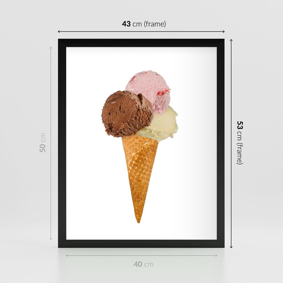 Plakat w ramie 40x50 - Slodki Raj Lodziarni - lody, deser - rama czarna