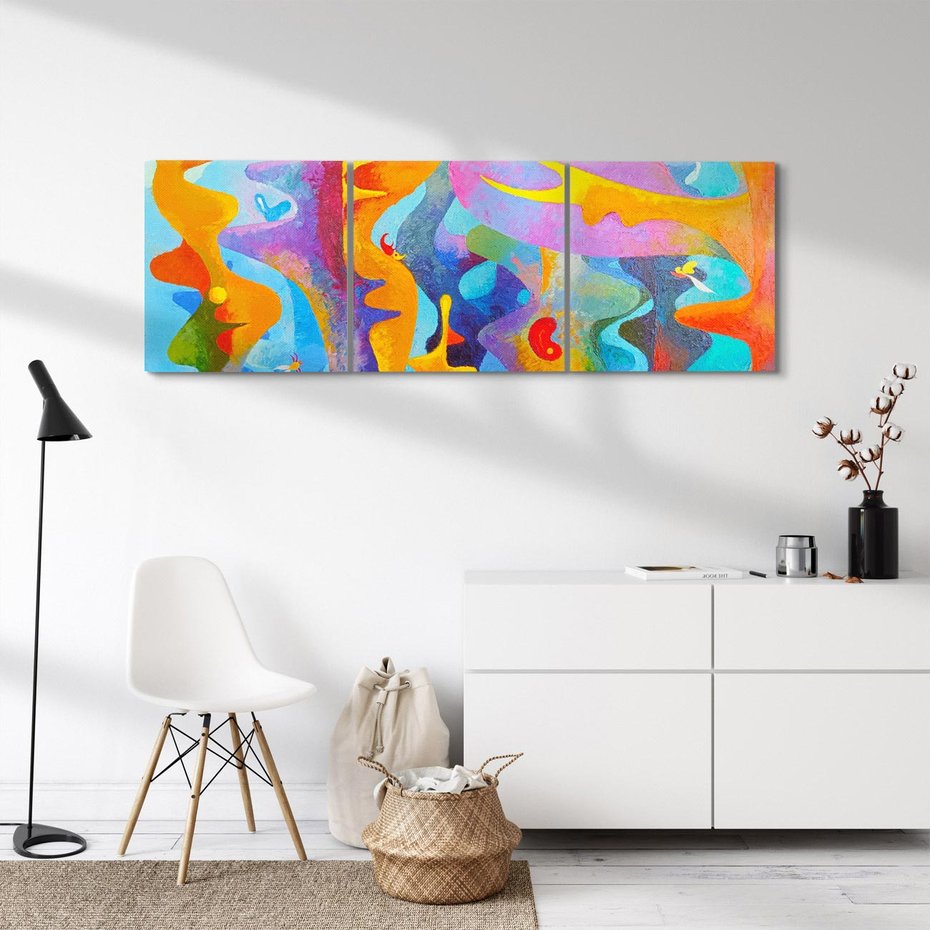 Obraz na płótnie 120x40 - Płomienne Tańce Abstrakcji - energetyczna abstrakcja, dziwne formy