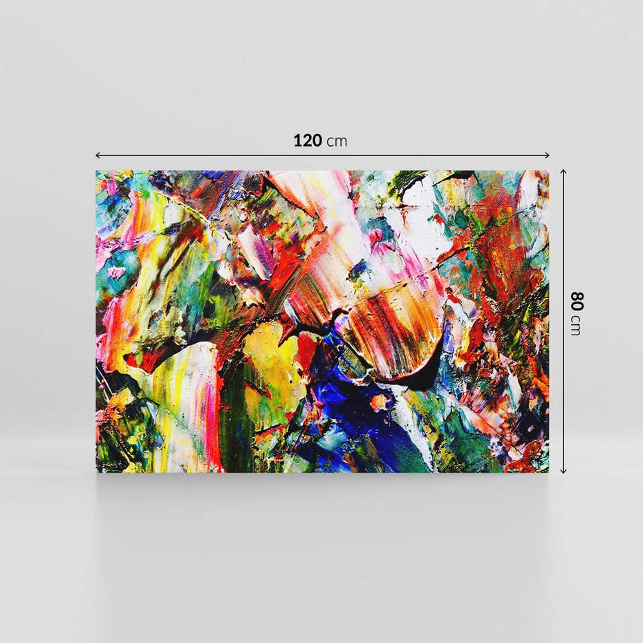 Obraz na płótnie 120x80 - Szalejące ognie kolorów - abstrakcja, farby olejne