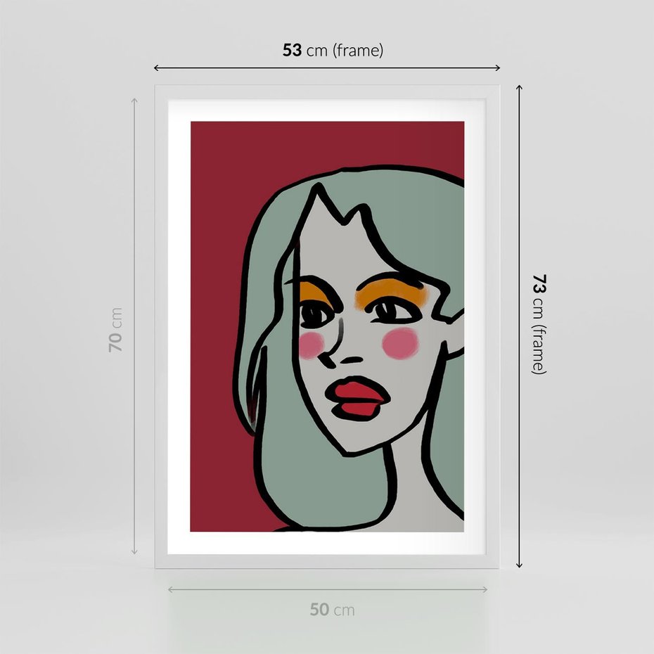 Plakat w ramie 50x70 - Ekspresja Linii - nowoczesny plakat, mocna linie - rama biała