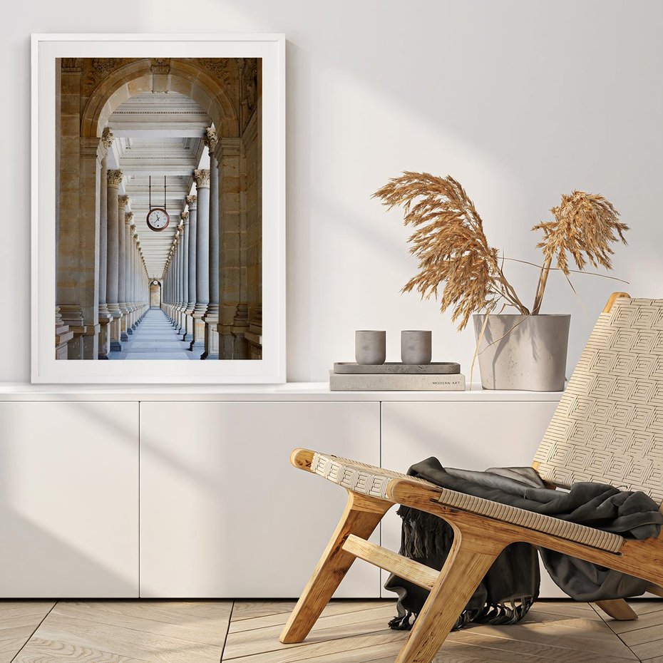 Plakat w ramie 50x70 - Kolumny Czasu - architektura, kolumny - rama biała