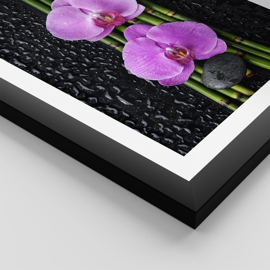 Plakat w ramie 30x40 - Japońskie Spa w Otoczeniu Storczyków - storczyk, spa - rama czarna