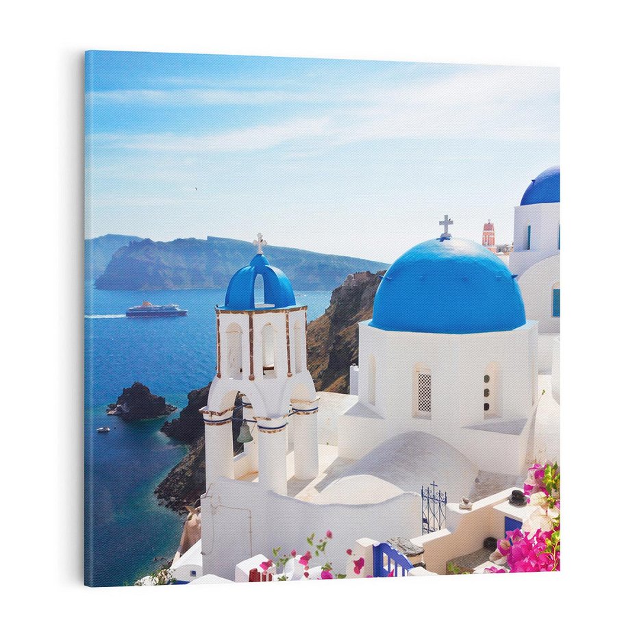 Obraz na płótnie 70x70 - Perspektywa na Santorini - Santorini, perspektywa