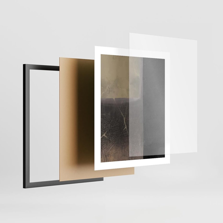 Plakat w ramie 40x50 - Kształty Urywane - mroczny plakat, nowoczesne wnętrza - rama czarna