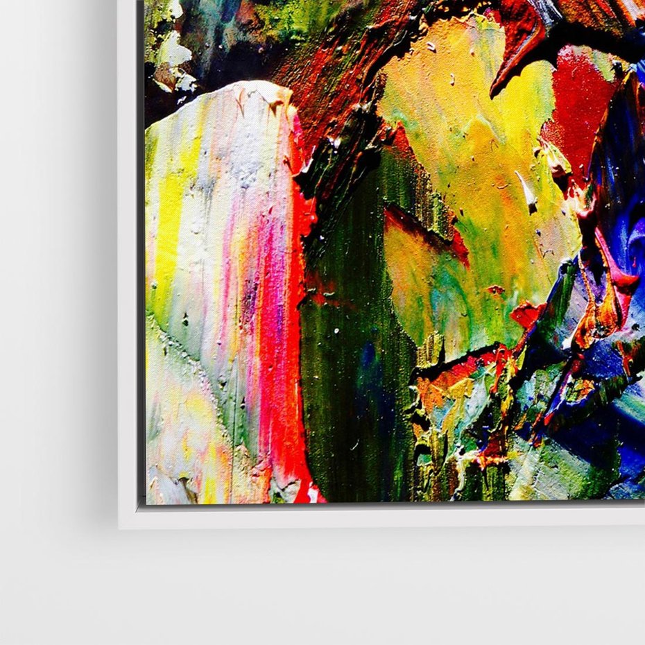 Obraz w ramie 50x50 - Szalejące ognie kolorów - abstrakcja, farby olejne - rama biała