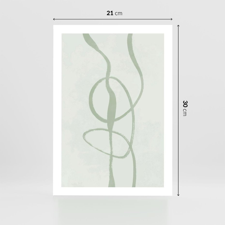 Plakat bez ramy 21x30 - Zieleń Wewnętrznej Harmonii - zielona abstrakcja, zgaszona zieleń