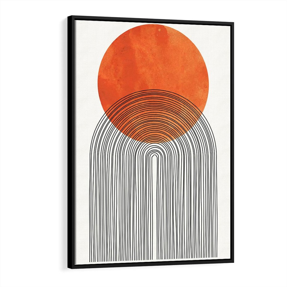 Obraz w ramie 70x100 - Abstrakcyjne Pulsacje - koło, boho styl - rama czarna