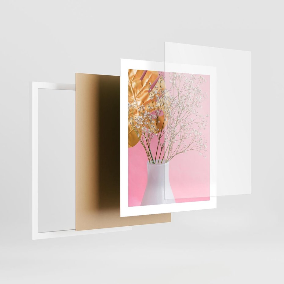 Plakat w ramie 40x50 - Przyjemność Złotej Natury - złote, liście - rama biała