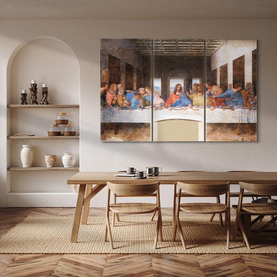 Obraz na płótnie 120x80 - "Ostatnia Wieczerza" (1495-1498) Leonardo da Vinci - Reprodukcja - reprodukcja, obraz na płótnie