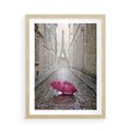 Plakat w ramie 50x70 - Francuska elegancja pod parasolem - Francja, parasol - rama drewno