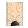 Obraz w ramie 80x120 - Migocące Kształty Promieni - boho czarne słońce, nowoczesna grafika - rama biała