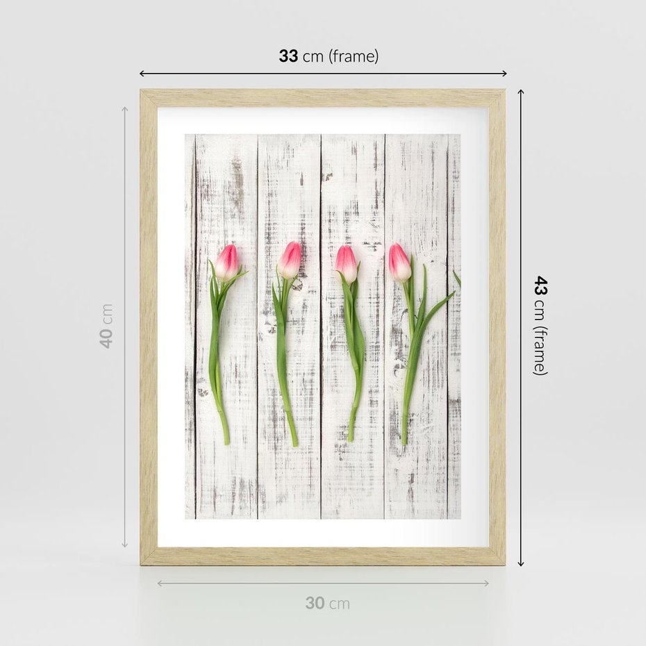 Plakat w ramie 30x40 - Kwintesencja Piękna - kwiaty, tulipany - rama drewno