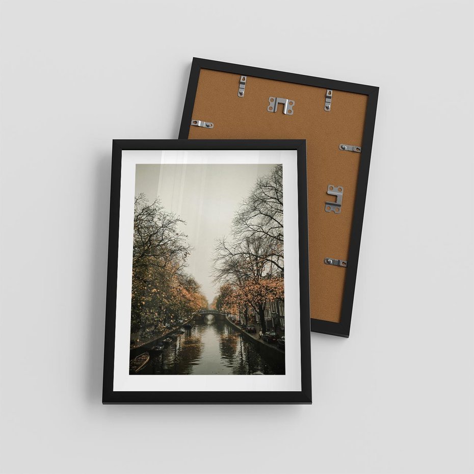 Plakat w ramie 30x40 - Jesienne Spacerki po Holenderskich Kanałach - kanały, Holandia - rama czarna