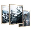 Zestaw obrazy w ramie 40x50 galeria - Zima, góry, suche, trawy, boho - rama drewno