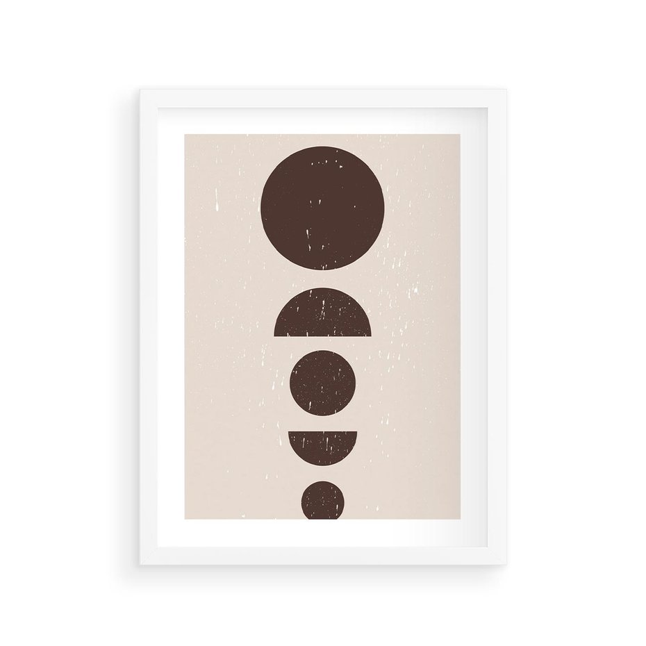 Plakat w ramie 30x40 - Migocące Granice - mid century styl, nowoczesna grafika - rama biała