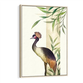 Obraz w ramie 80x120 - Kwiatowa Ekspresja - japońska sztuka, ptak - rama drewno