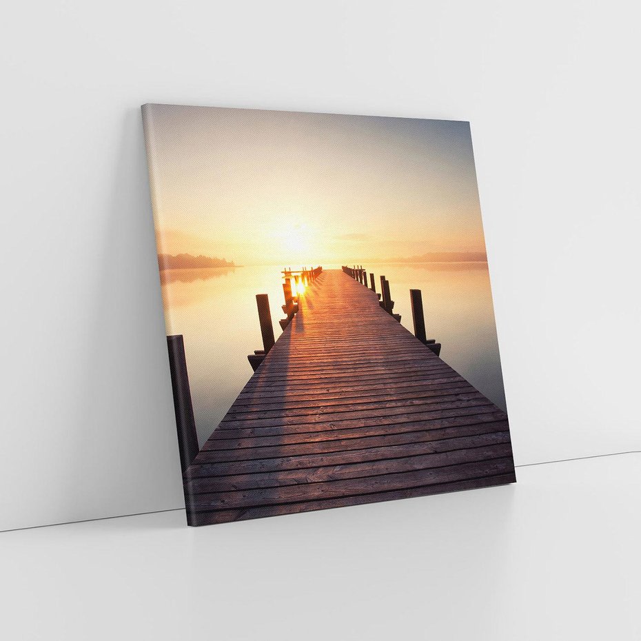 Obraz na płótnie 40x40 - Morze w blasku molo - morze, molo