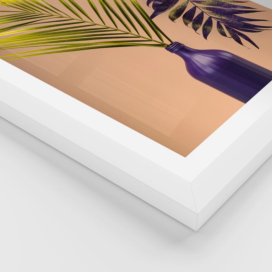 Plakat w ramie 40x50 - Delikatne Piękno - palma, pastele - rama biała