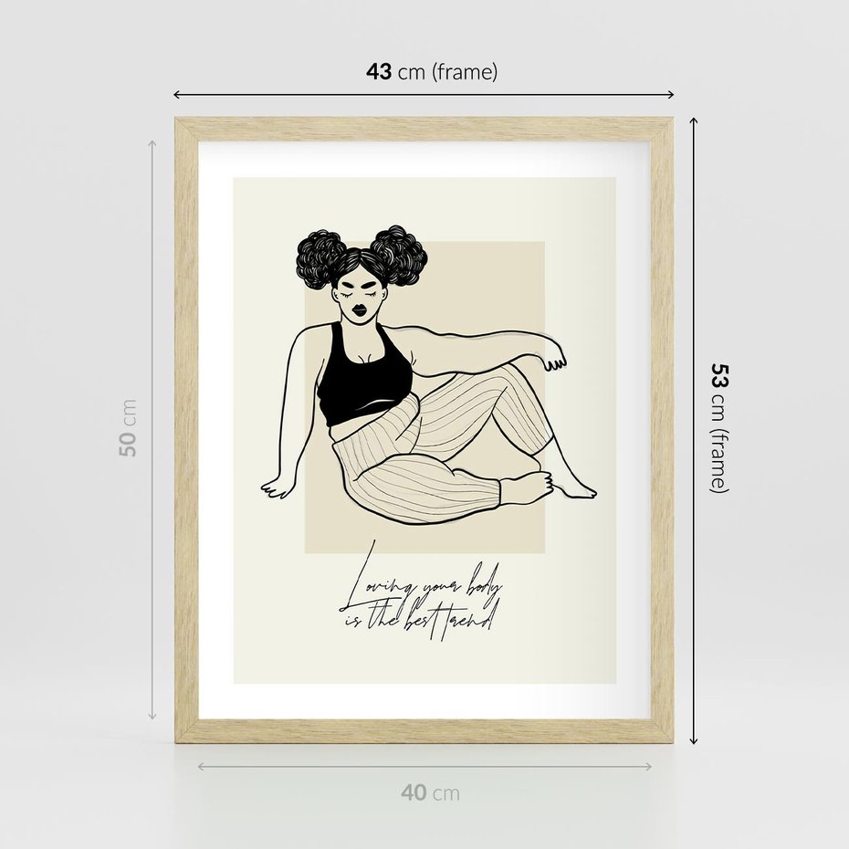 Plakat w ramie 40x50 - Kobieca Moc - nowoczesna sztuka kobieca, plakat - rama drewno