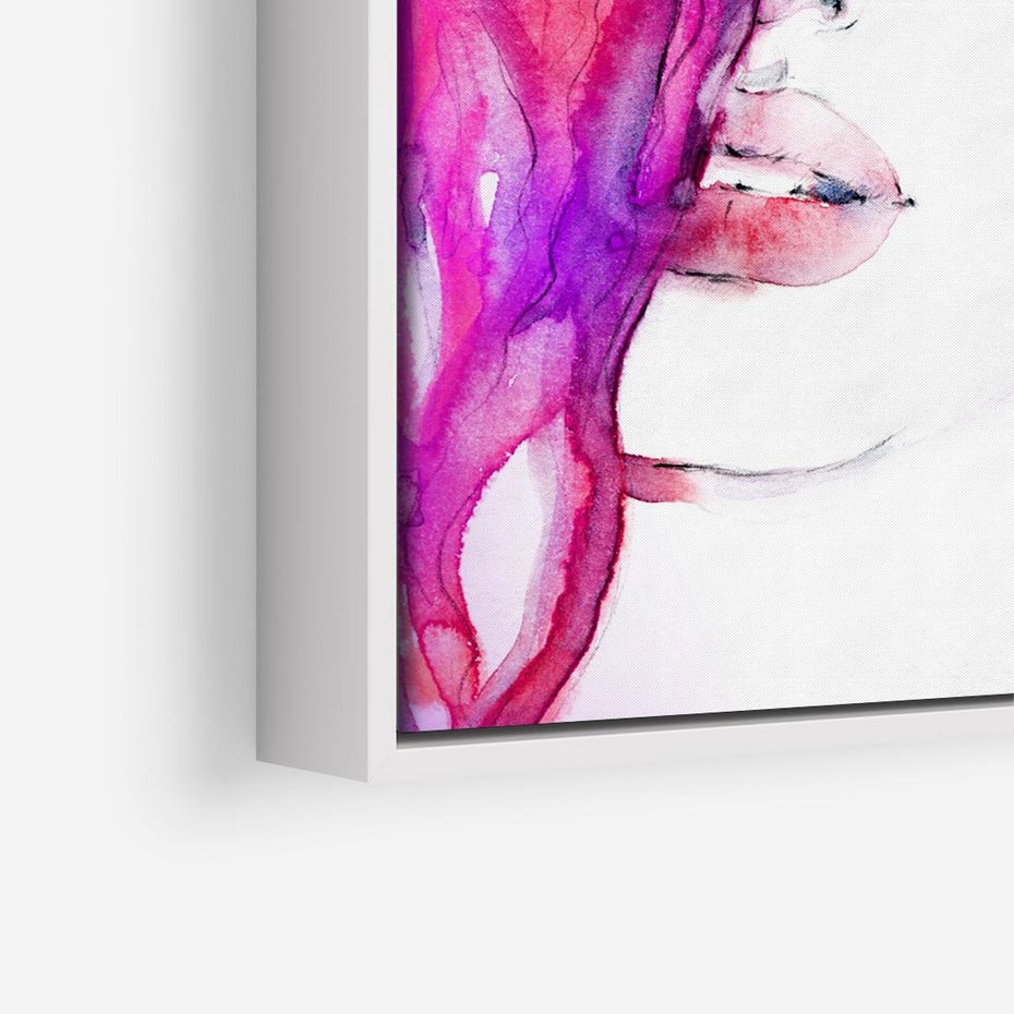 Obraz w ramie 80x80 - Kobieta Twarz Abstrakcja - kobieta, twarz - rama biała