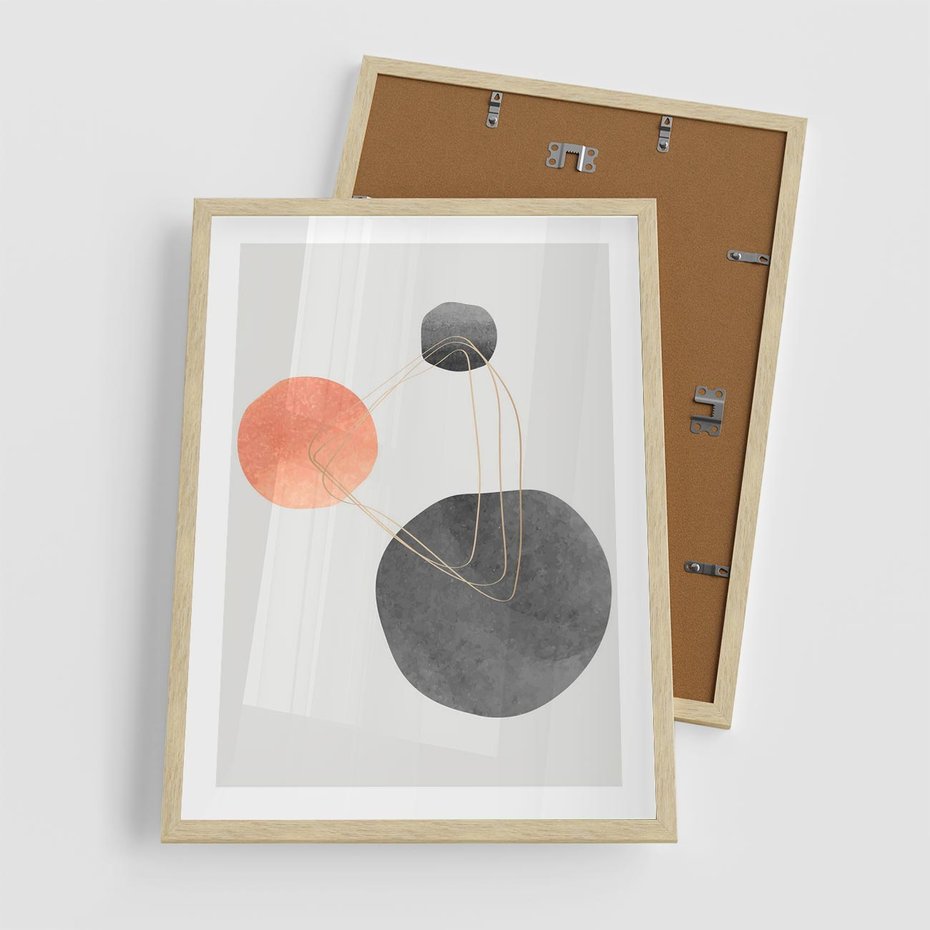 Plakat w ramie 50x70 - Złoty Blask Abstrakcji - abstrakcja, nowoczesny plakat - rama drewno