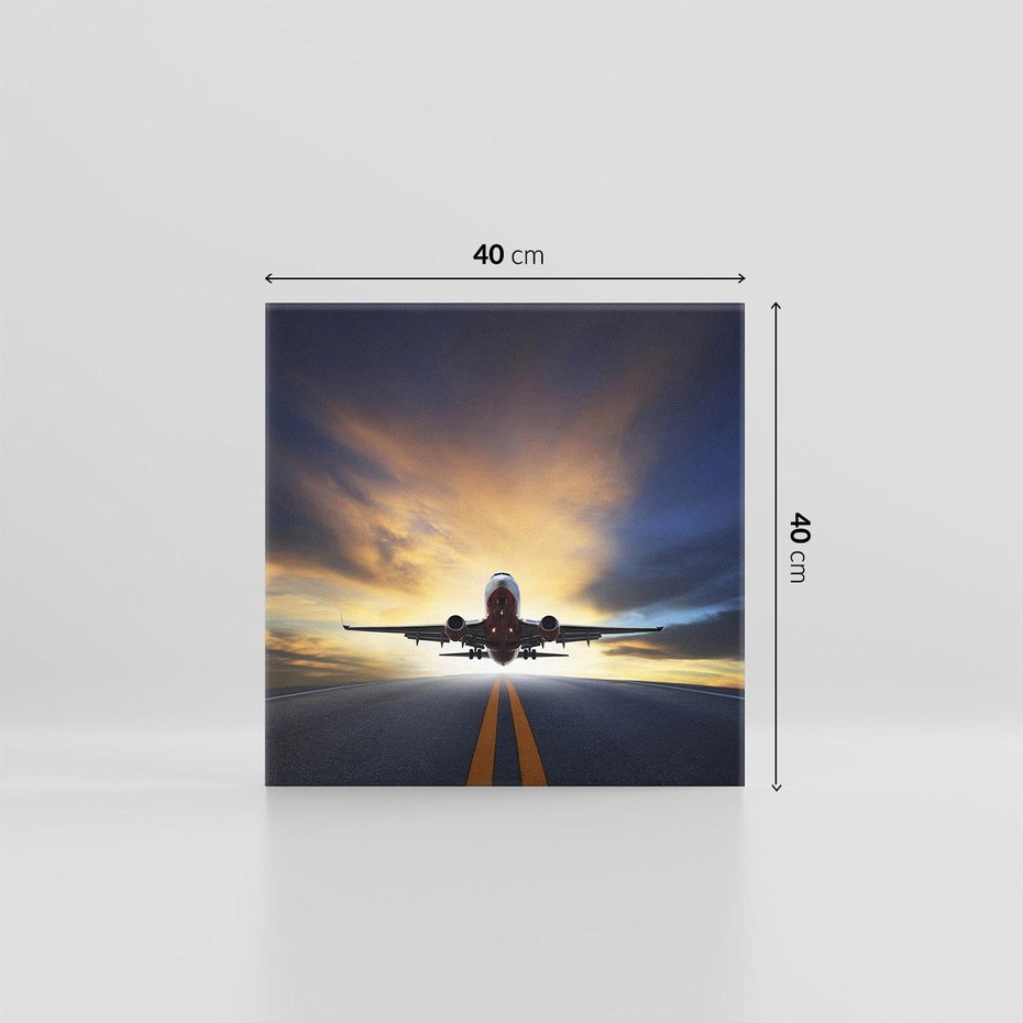 Obraz na płótnie 40x40 - Podróż samolotem w pejzaż - samolot, podróż
