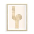 Plakat w ramie 50x70 - Podróżne Kształty - geometryczne linie w złotym kolorze, minimalizm - rama drewno