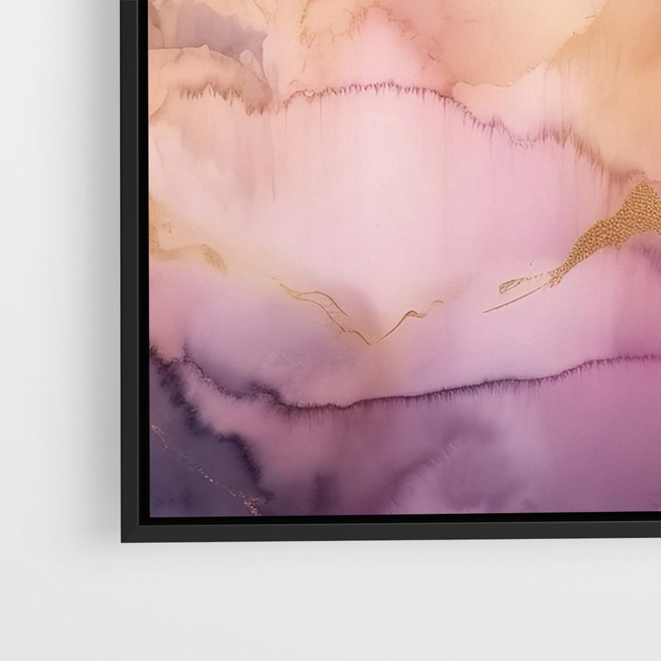 Obraz w ramie 50x70 - Pastelowe Wzgórza - pastelowe, różowe góry - rama czarna