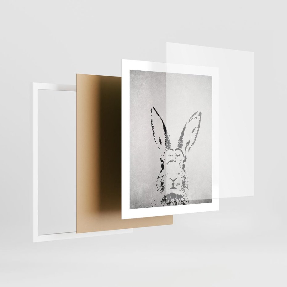 Plakat w ramie 40x50 - Szkicowany królik w grafice - szkic, królik - rama biała