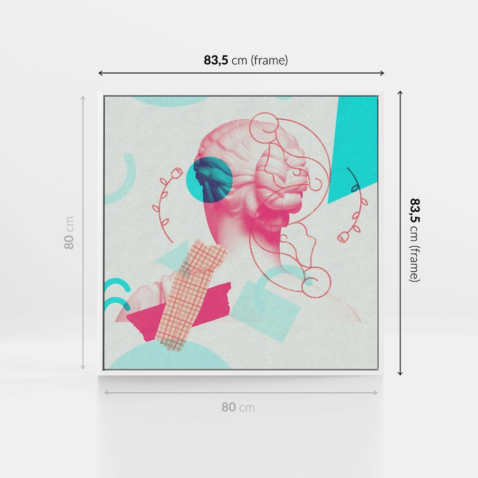 Obraz w ramie 80x80 - Sztuka w Różach - nowoczesna sztuka, kolaż ze zdjęć - rama biała