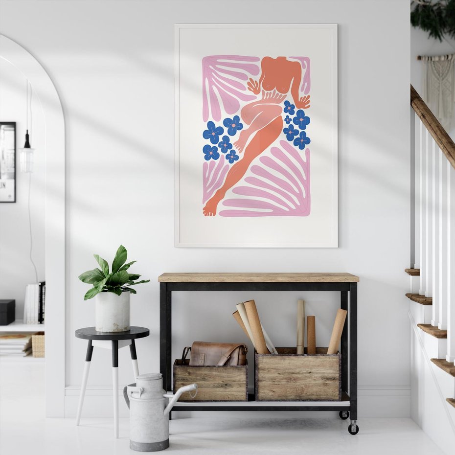 Plakat bez ramy 50x70 - Opowieść Ognistych Rytów - nowoczesny kobiecy akt, graficzne kształty