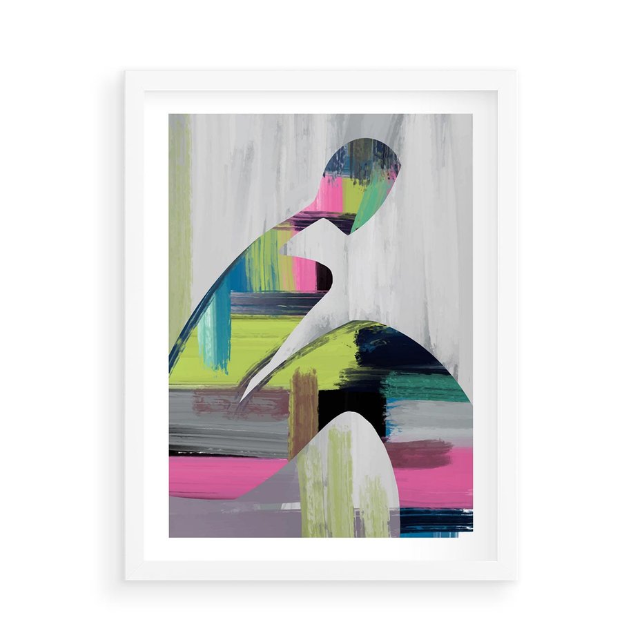 Plakat w ramie 50x70 - Impulsy Marzeń - abstrakcyjna sztuka, nowoczesny obraz - rama biała