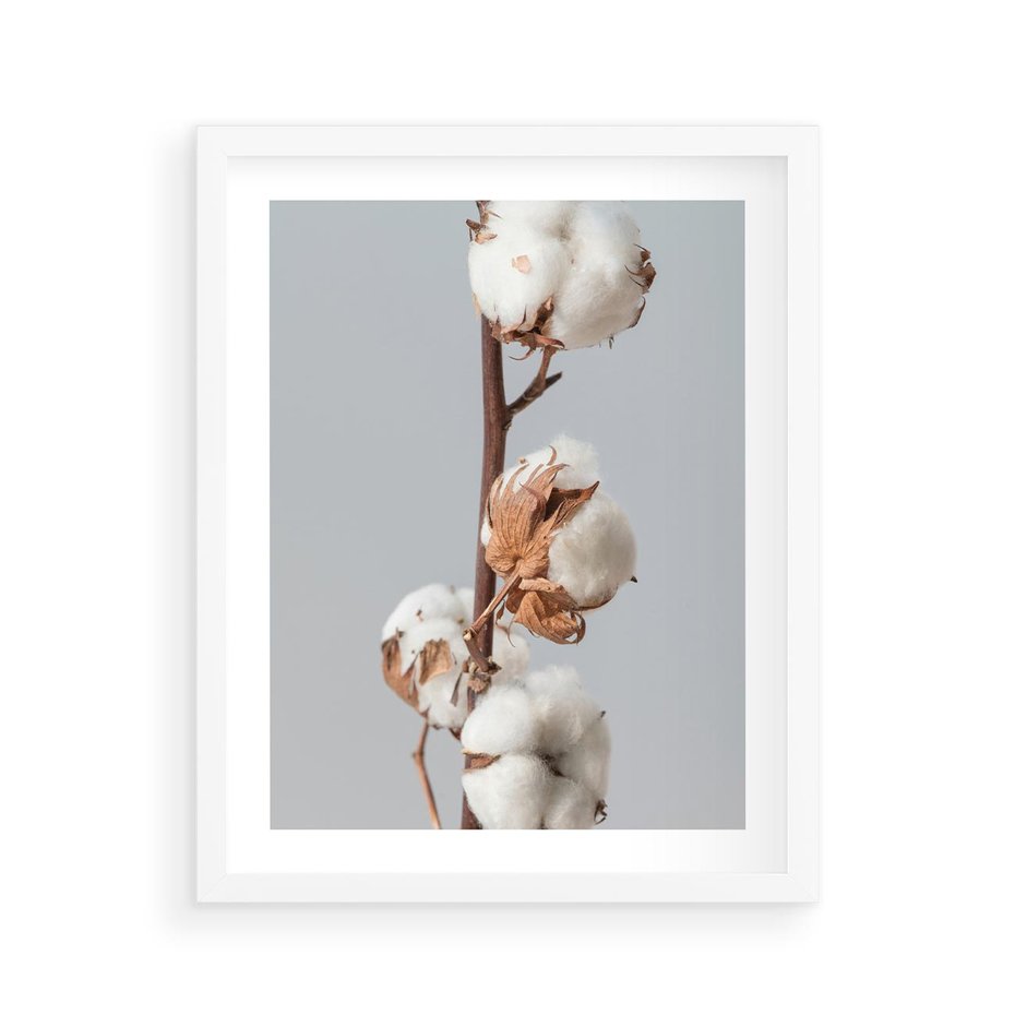 Plakat w ramie 40x50 - Bawełniana boho miękkość - bawełna, boho - rama biała