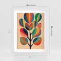Plakat w ramie 40x50 - Harmonia Rozplątanych Form - abstrakcyjny kolorowy tęczowy obraz, inspiracje roślinne - rama biała