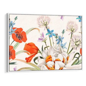 Obraz w ramie 70x50 - Polne Kwiaty - polne kwiaty, na białym tle - rama biała