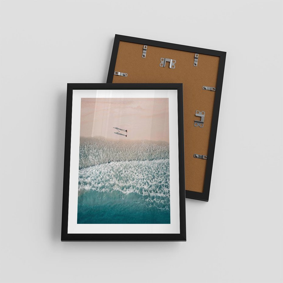 Plakat w ramie 30x40 - Turkusowe Uroki - niebieskie turkusowe morze, plaża - rama czarna