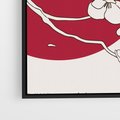 Obraz w ramie 50x70 - Esencja Zen - kwiatnąca wiśnia, orientalna grafika - rama czarna