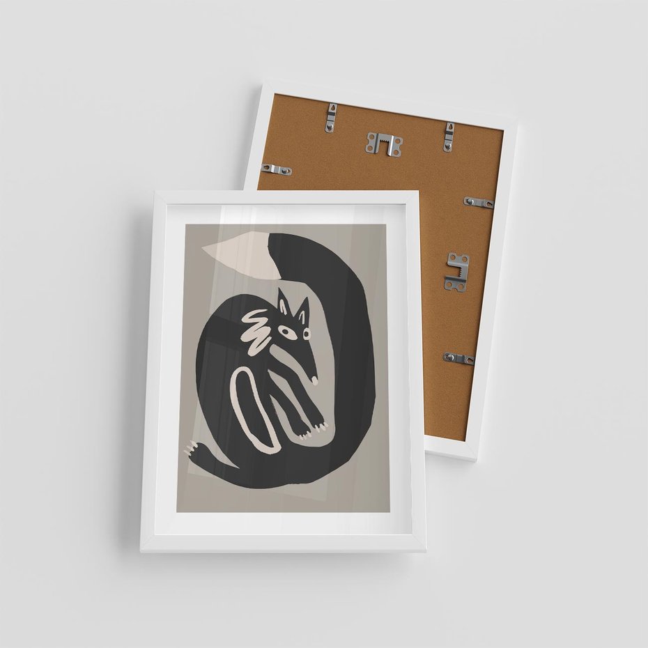 Plakat w ramie 30x40 - Migotliwe Echa Skandynawii - skandynawska sztuka, lis - rama biała