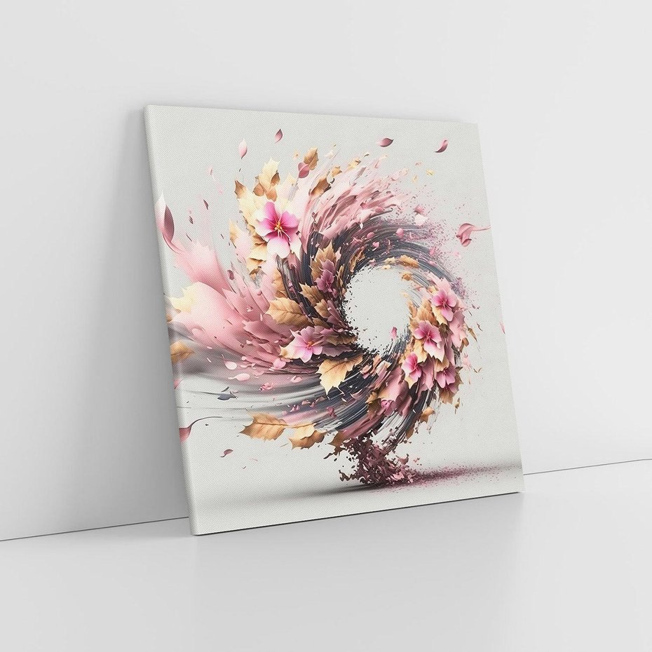 Obraz na płótnie 60x60 - Kwiatowy Wir - nowoczesna grafika komputerowa, wir z kwiatów