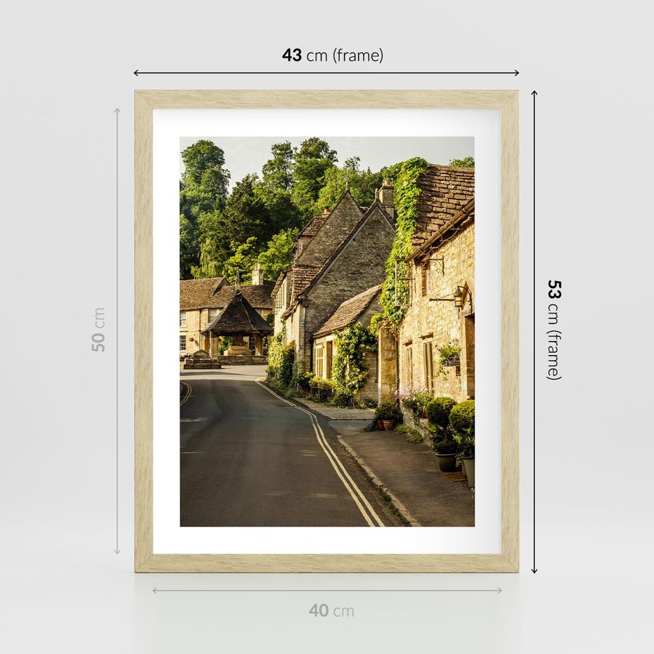 Plakat w ramie 40x50 - Magiczna podróż w głąb miasta - uliczka, perspektywa - rama drewno