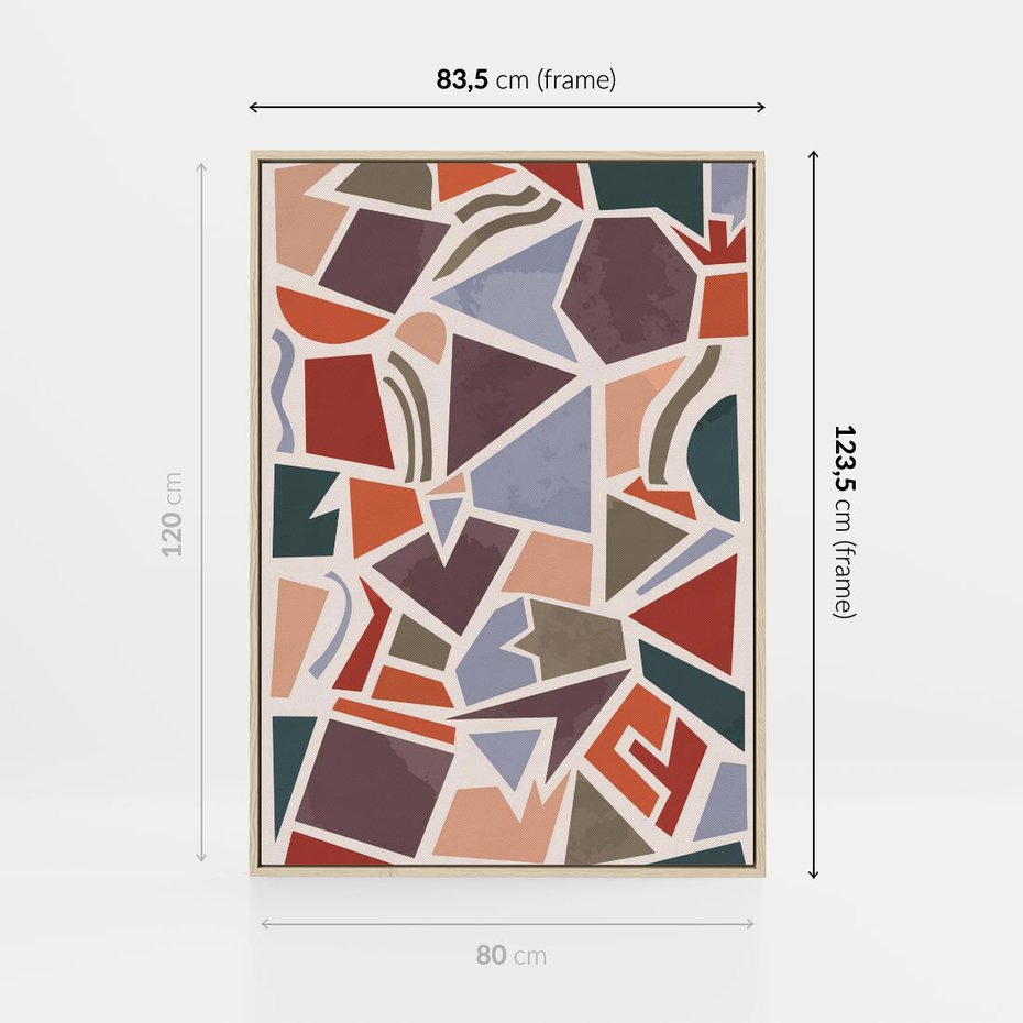 Obraz w ramie 80x120 - Intrygujące Rozbicie - gemoetryczne kształty, mozaika - rama drewno