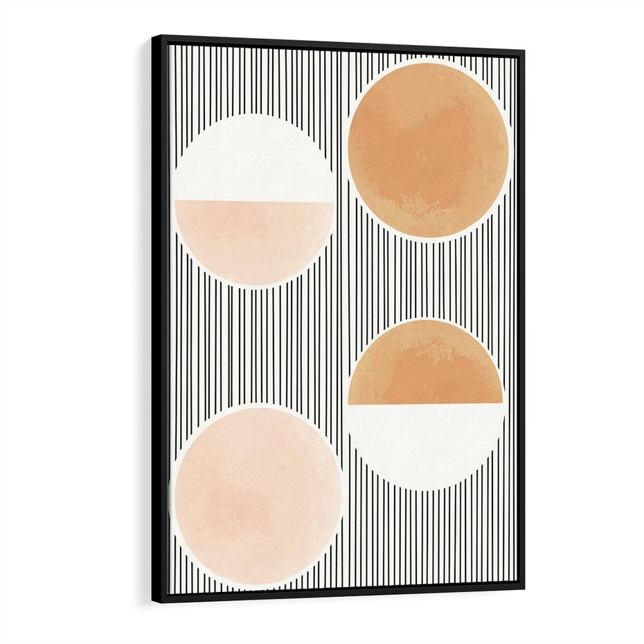 Obraz w ramie 70x100 - Przenikające Kształty - abstrkacyjna nowoczesna sztuka, koła okręgi - rama czarna